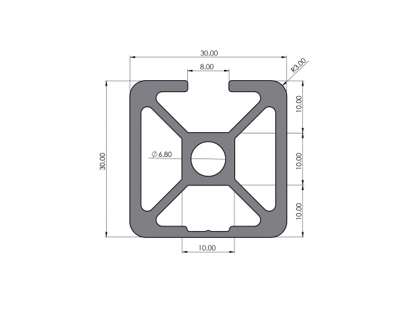 Aluminum profile 30x30 groove 3N 8 I-type